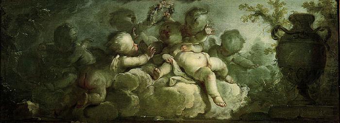 Dirk van der Aa Playing Putti on Clouds oil painting picture